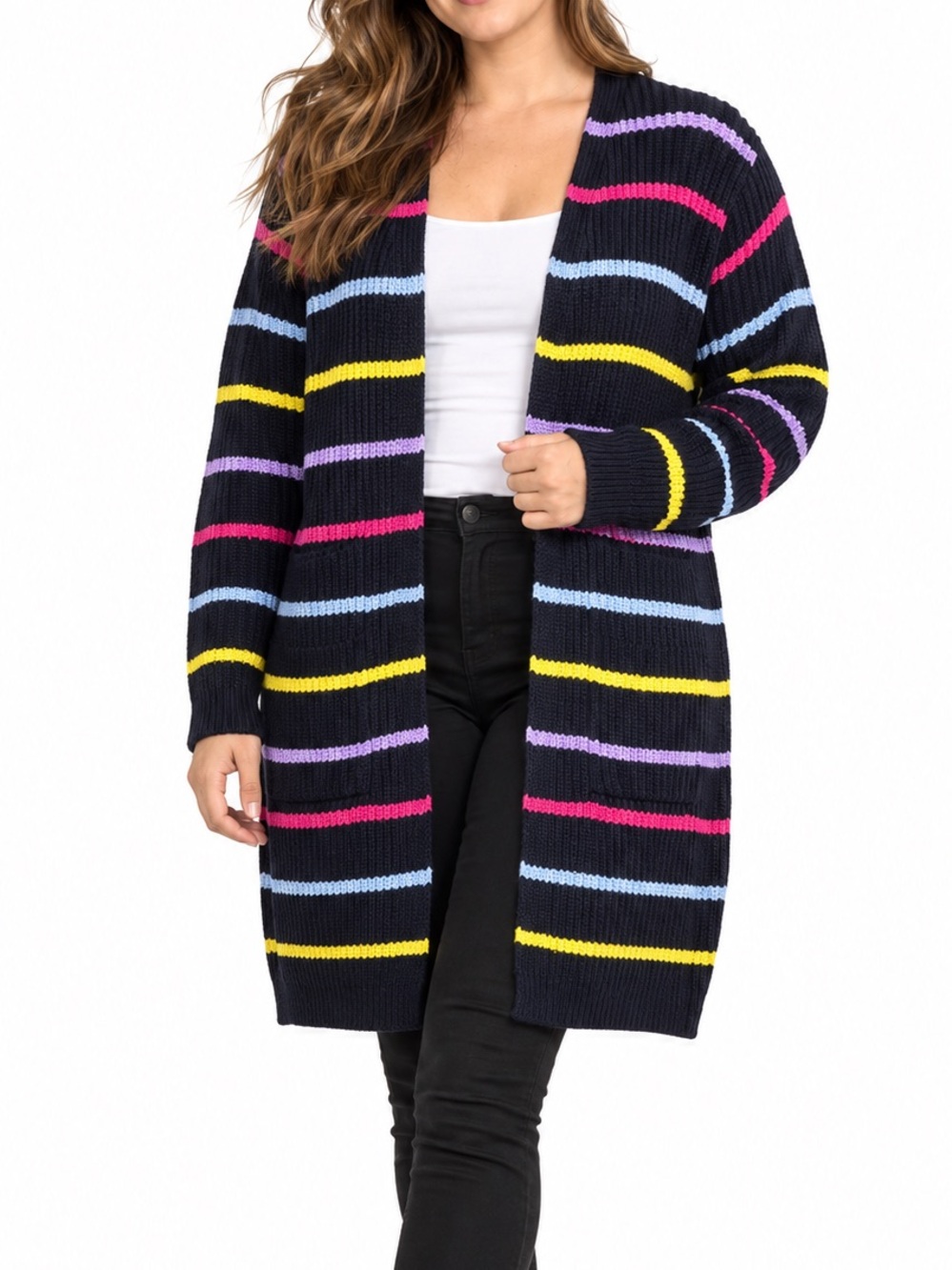 Andrée by Unit Women’s Striped Open Front Cardigan | Size Large